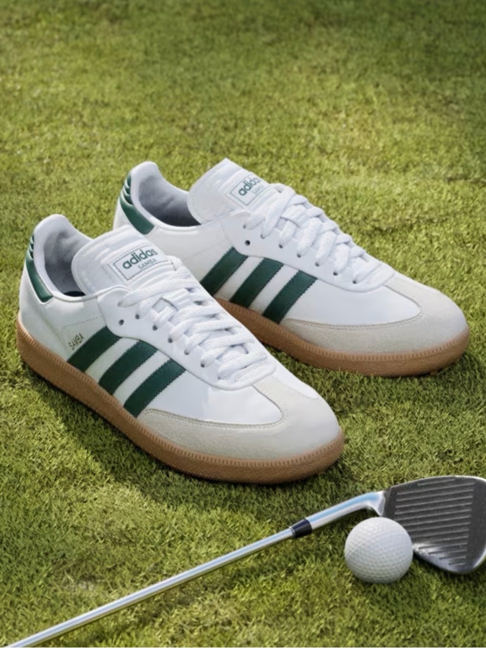 adidas Samba Spikeless Golf Shoes Cloud White / Collegiate Green / Gum